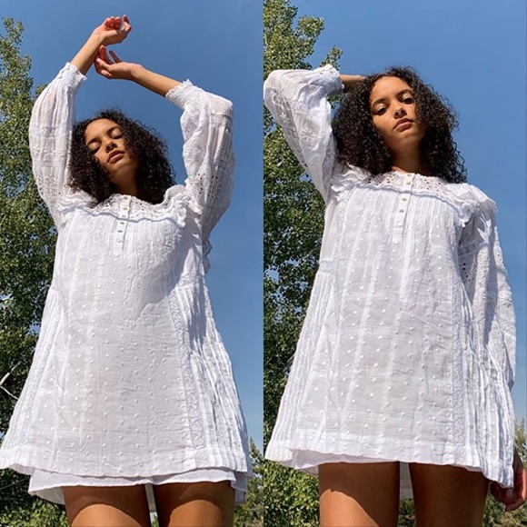 LoveShackFancy Baxter White Lace Mini Dress